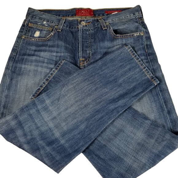 Lucky Brand Button Fly Bootcut Dylan Boyfriend Vintage Distressed Jeans  4 - Picture 3 of 5